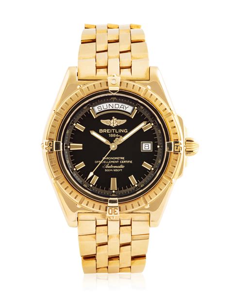 breitling 18k solid gold|Breitling gold bezel.